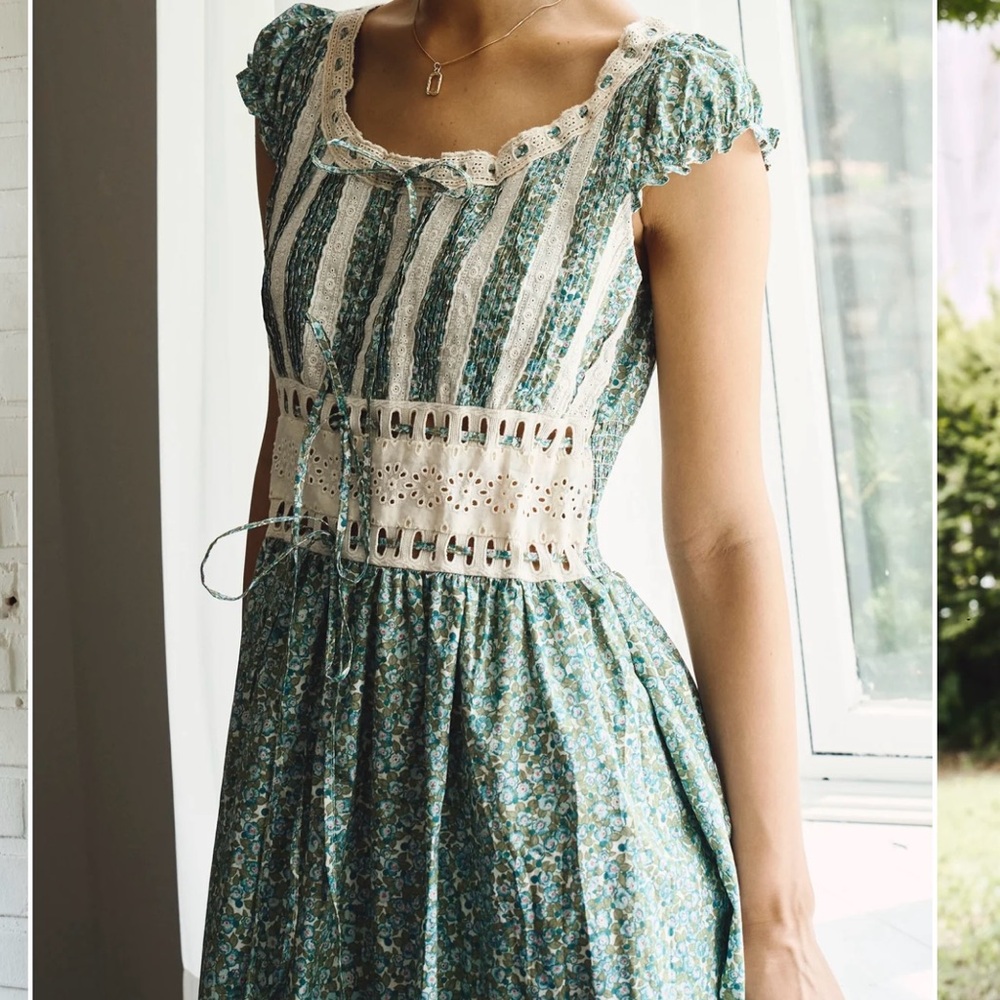 Elegant Green Floral Dress